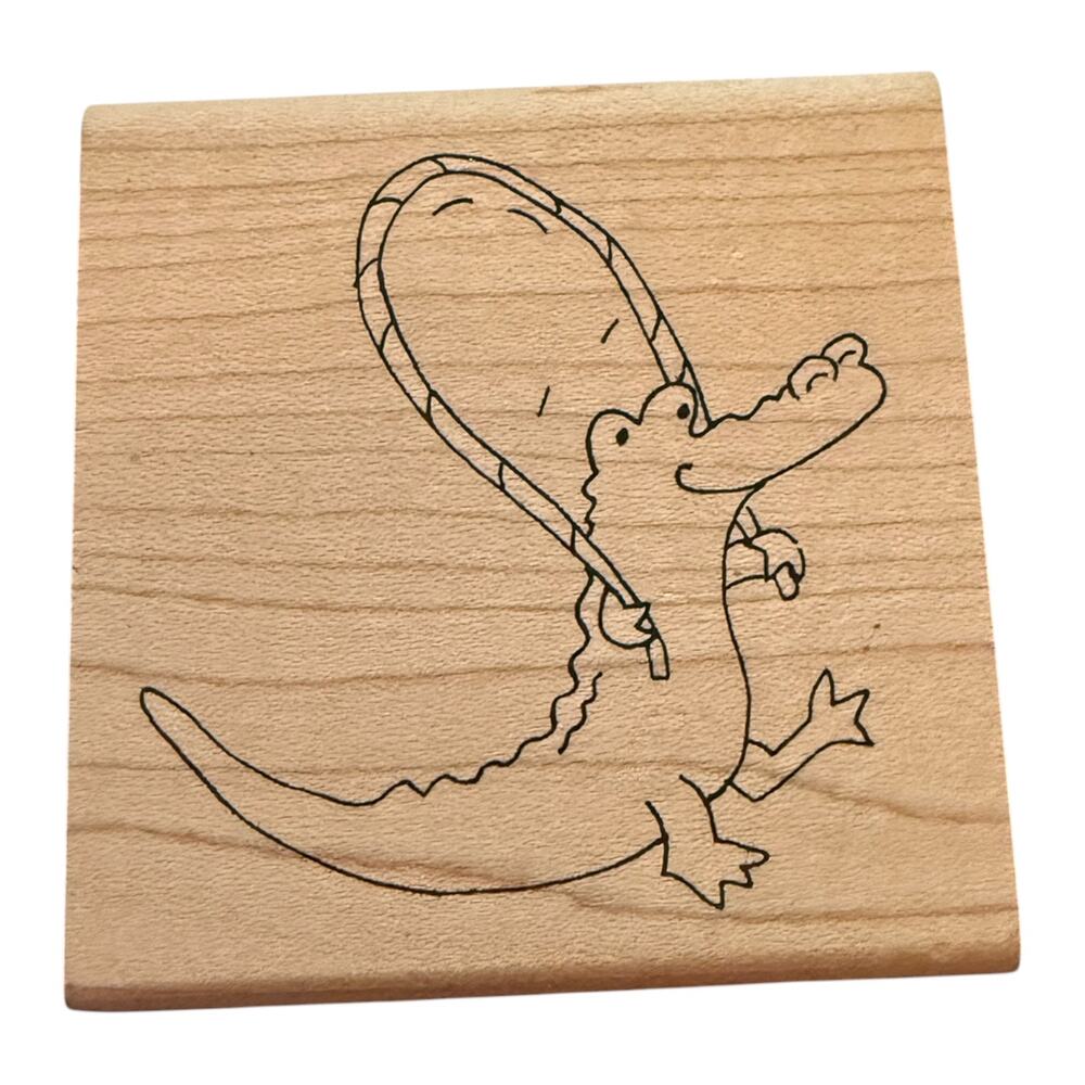 Inky Antics Monica Lee Alligator Skipping Rope Rubber Stamp H2-10285-F